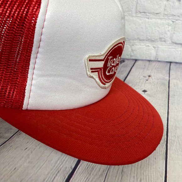 Vintage Trailer Care Hat Cap Snapback Red White Trucker Mesh Embroidered Patch - Picture 12 of 12